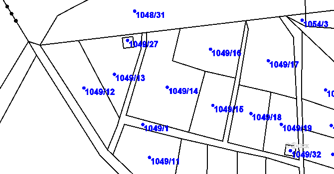 Parcela st. 1049/14 v KÚ Bludovice, Katastrální mapa