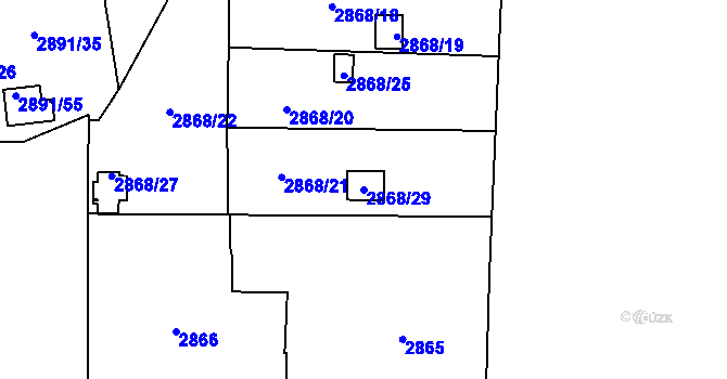 Parcela st. 2868/29 v KÚ Bludovice, Katastrální mapa