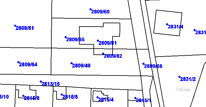 Parcela st. 2809/82 v KÚ Bludovice, Katastrální mapa