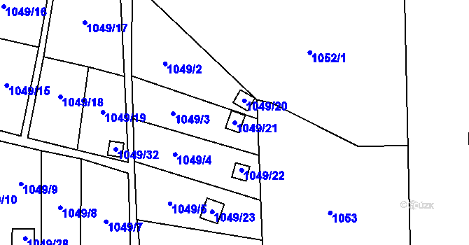 Parcela st. 1049/21 v KÚ Bludovice, Katastrální mapa