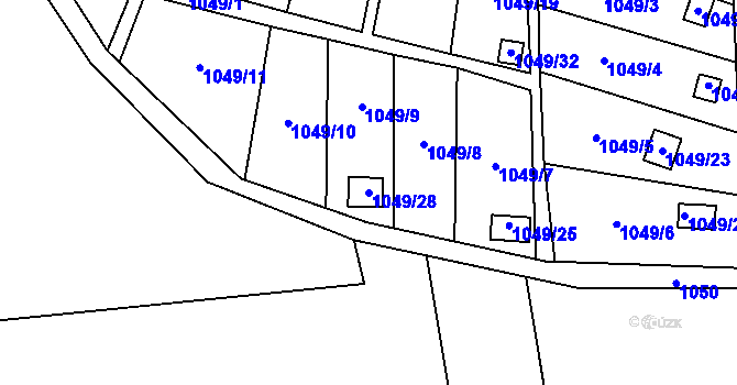 Parcela st. 1049/28 v KÚ Bludovice, Katastrální mapa