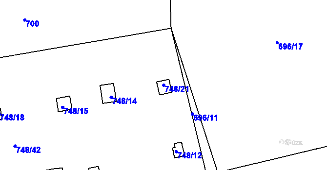 Parcela st. 748/21 v KÚ Bludovice, Katastrální mapa
