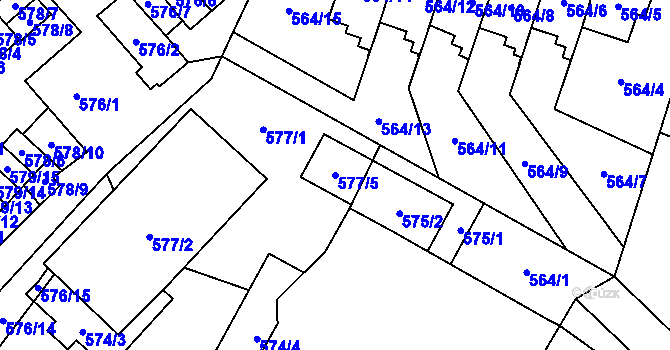 Parcela st. 577/5 v KÚ Bludovice, Katastrální mapa