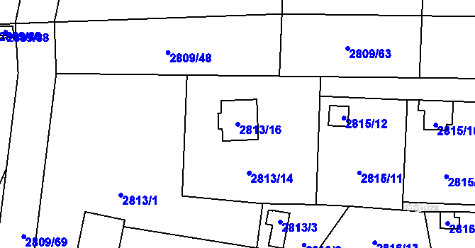 Parcela st. 2813/16 v KÚ Bludovice, Katastrální mapa