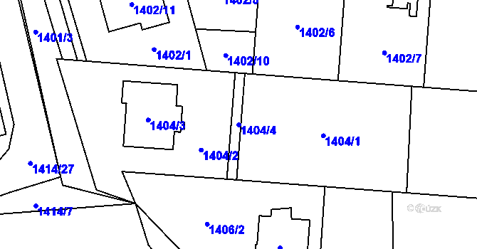 Parcela st. 1404/4 v KÚ Bludovice, Katastrální mapa