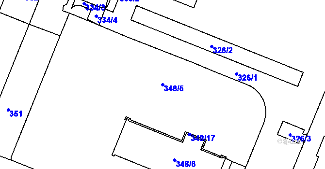 Parcela st. 348/5 v KÚ Bludovice, Katastrální mapa