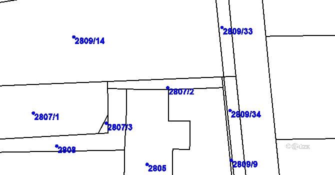 Parcela st. 2807/2 v KÚ Bludovice, Katastrální mapa