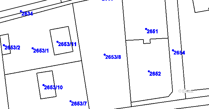 Parcela st. 2653/8 v KÚ Bludovice, Katastrální mapa