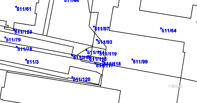 Parcela st. 511/119 v KÚ Bludovice, Katastrální mapa