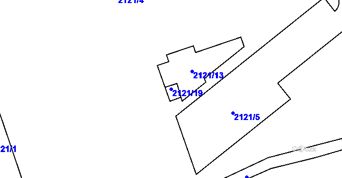 Parcela st. 2121/19 v KÚ Bludovice, Katastrální mapa