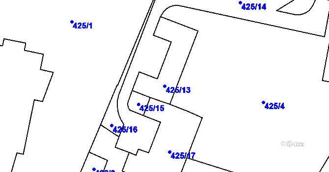 Parcela st. 425/13 v KÚ Bludovice, Katastrální mapa