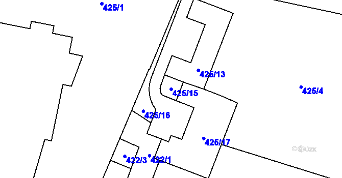 Parcela st. 425/15 v KÚ Bludovice, Katastrální mapa