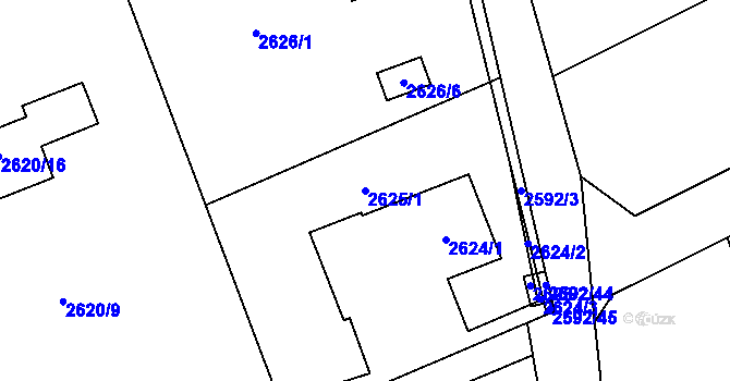 Parcela st. 2625/1 v KÚ Bludovice, Katastrální mapa