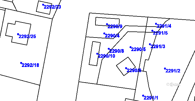 Parcela st. 2290/8 v KÚ Bludovice, Katastrální mapa
