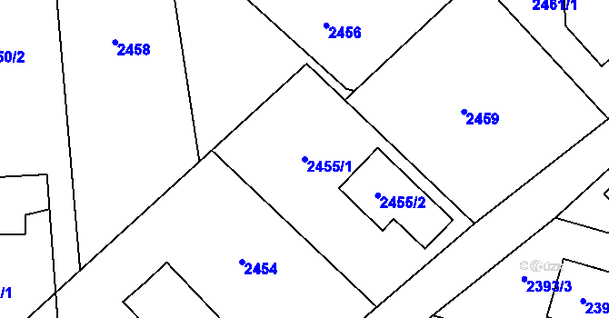 Parcela st. 2455/1 v KÚ Bludovice, Katastrální mapa