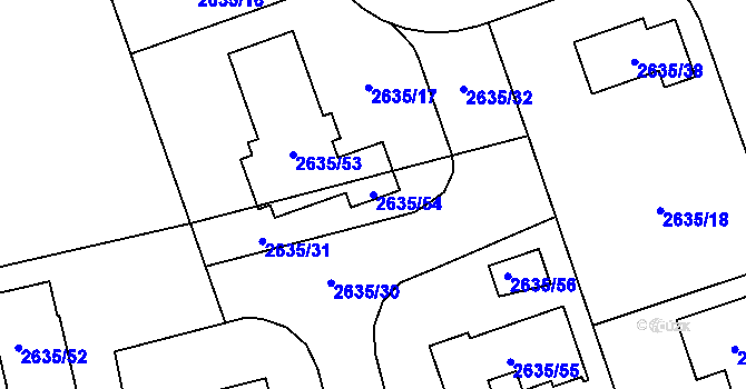 Parcela st. 2635/54 v KÚ Bludovice, Katastrální mapa
