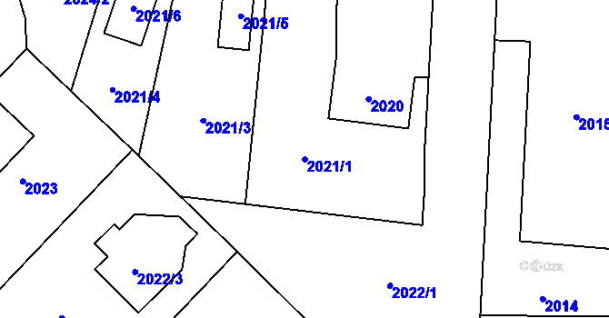 Parcela st. 2021/1 v KÚ Bludovice, Katastrální mapa
