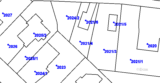 Parcela st. 2021/4 v KÚ Bludovice, Katastrální mapa