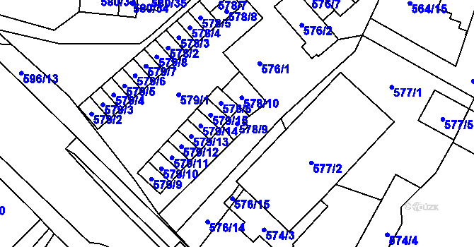 Parcela st. 578/9 v KÚ Bludovice, Katastrální mapa