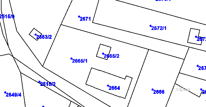 Parcela st. 2665/2 v KÚ Bludovice, Katastrální mapa