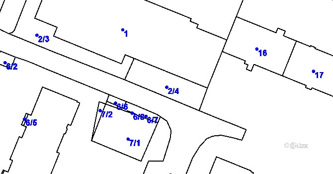 Parcela st. 2/4 v KÚ Bludovice, Katastrální mapa