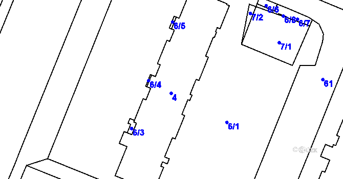 Parcela st. 4 v KÚ Bludovice, Katastrální mapa
