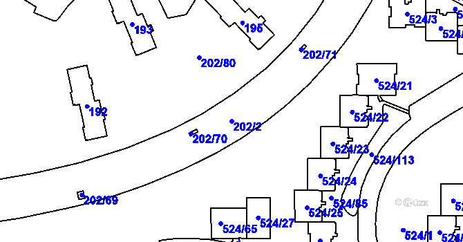 Parcela st. 202/2 v KÚ Bludovice, Katastrální mapa