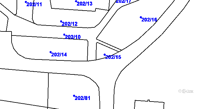 Parcela st. 202/15 v KÚ Bludovice, Katastrální mapa