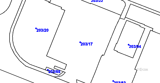 Parcela st. 203/17 v KÚ Bludovice, Katastrální mapa
