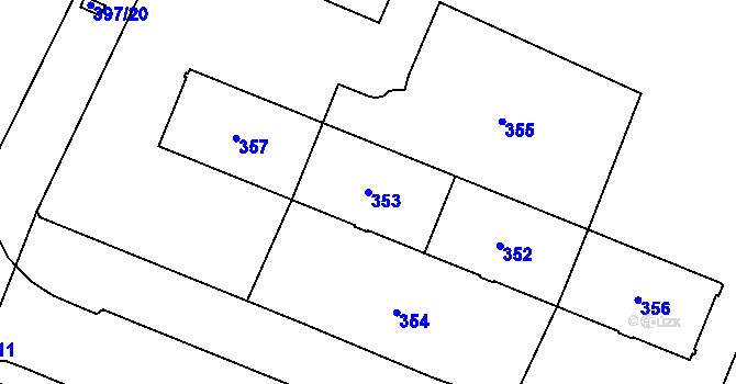 Parcela st. 353 v KÚ Bludovice, Katastrální mapa
