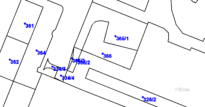Parcela st. 366 v KÚ Bludovice, Katastrální mapa