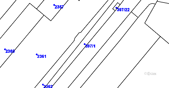 Parcela st. 397/1 v KÚ Bludovice, Katastrální mapa