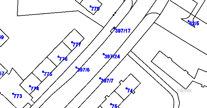 Parcela st. 397/24 v KÚ Bludovice, Katastrální mapa
