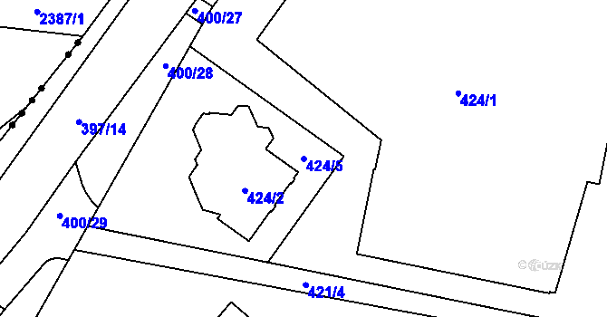 Parcela st. 424/5 v KÚ Bludovice, Katastrální mapa