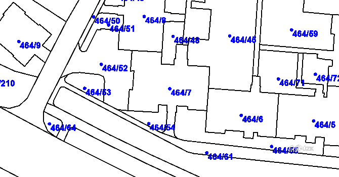 Parcela st. 464/7 v KÚ Bludovice, Katastrální mapa