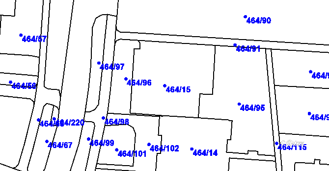 Parcela st. 464/15 v KÚ Bludovice, Katastrální mapa