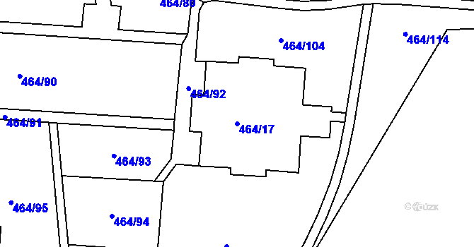 Parcela st. 464/17 v KÚ Bludovice, Katastrální mapa