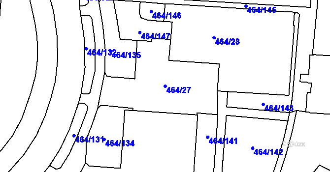 Parcela st. 464/27 v KÚ Bludovice, Katastrální mapa