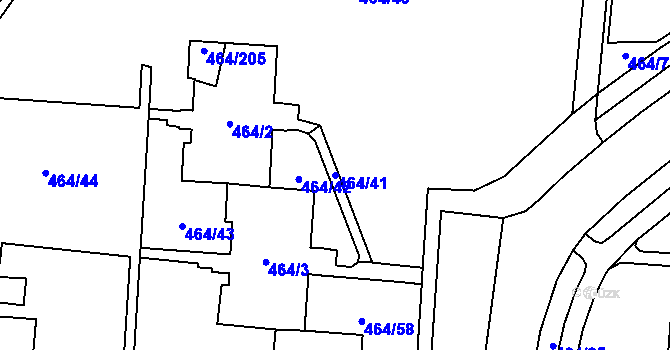 Parcela st. 464/41 v KÚ Bludovice, Katastrální mapa