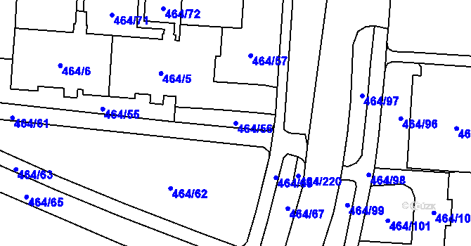 Parcela st. 464/56 v KÚ Bludovice, Katastrální mapa