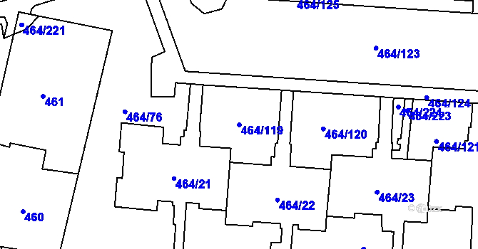 Parcela st. 464/119 v KÚ Bludovice, Katastrální mapa