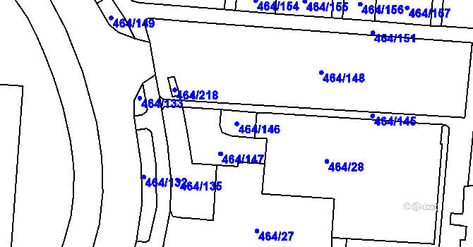 Parcela st. 464/146 v KÚ Bludovice, Katastrální mapa