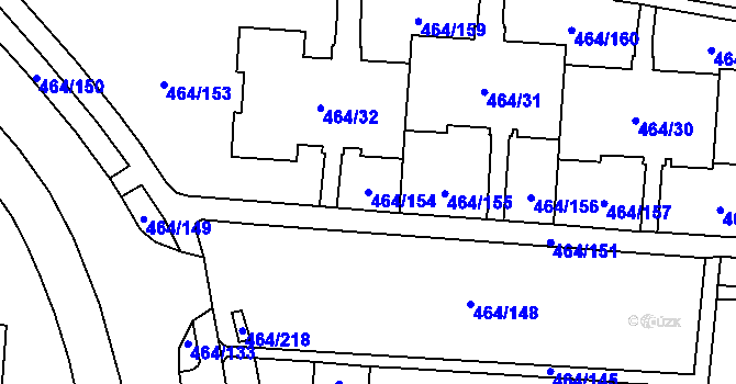 Parcela st. 464/154 v KÚ Bludovice, Katastrální mapa