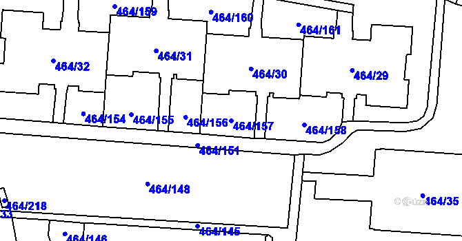 Parcela st. 464/157 v KÚ Bludovice, Katastrální mapa