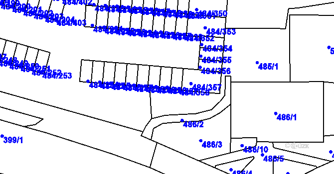 Parcela st. 484/261 v KÚ Bludovice, Katastrální mapa