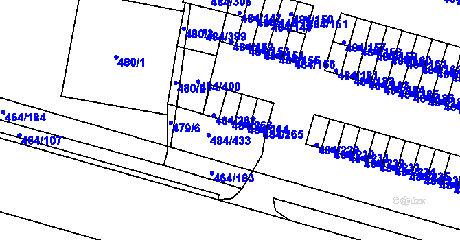 Parcela st. 484/263 v KÚ Bludovice, Katastrální mapa
