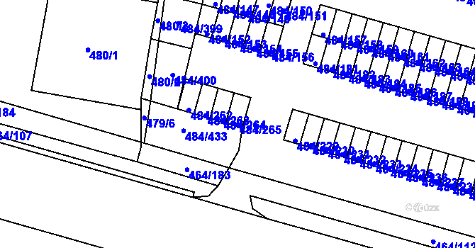 Parcela st. 484/265 v KÚ Bludovice, Katastrální mapa