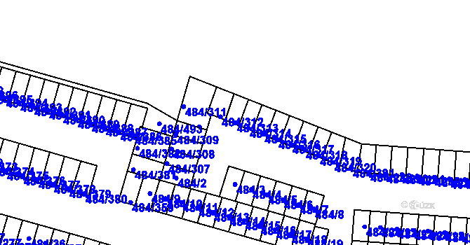 Parcela st. 484/313 v KÚ Bludovice, Katastrální mapa