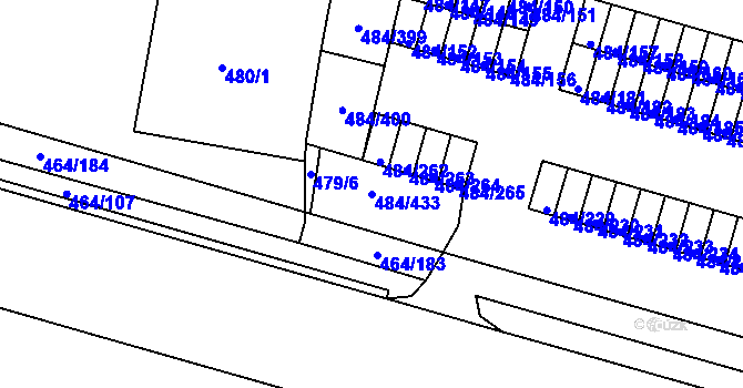 Parcela st. 484/433 v KÚ Bludovice, Katastrální mapa