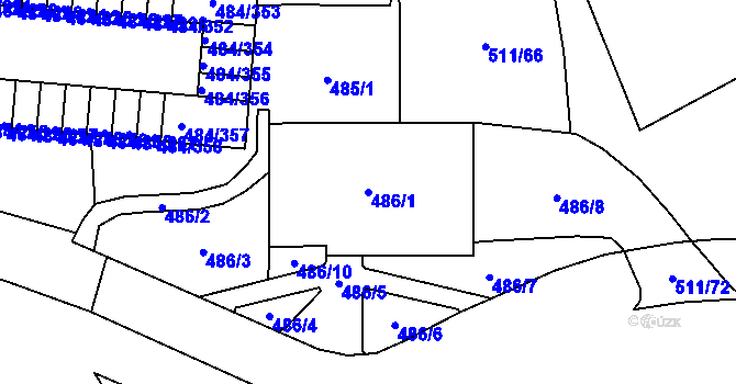Parcela st. 486/1 v KÚ Bludovice, Katastrální mapa